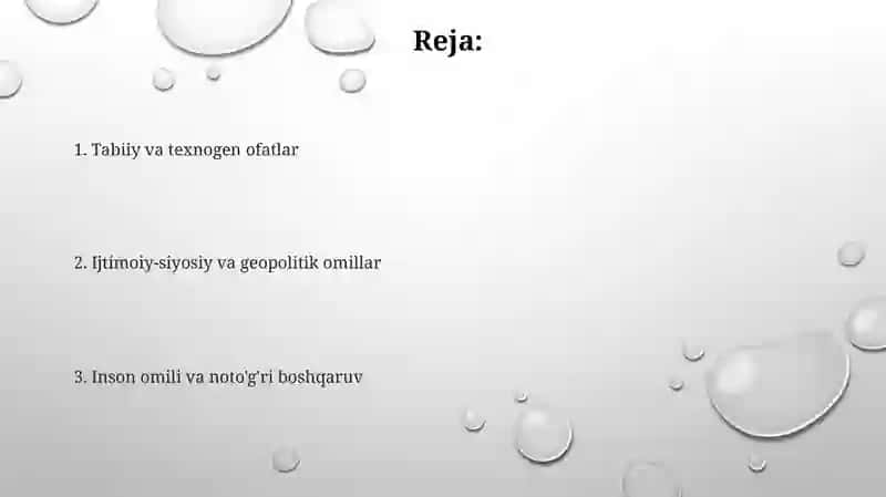 Favqulotda vaziyatlar paydo bo'lish sabablari 2