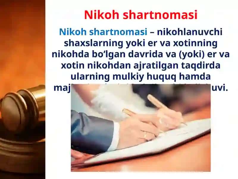 Er va xotin mol-mulkiningshartnomaviy tartibi va aliment 2