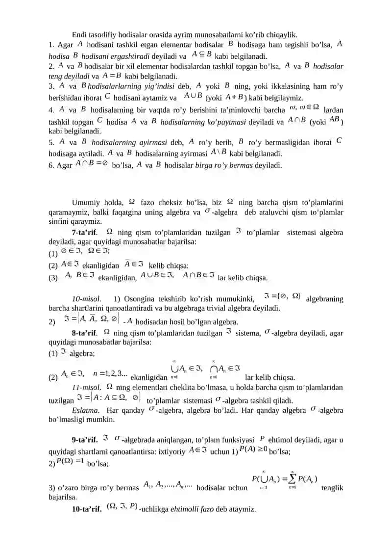 16-mavzu. Ehtimol tushunchasi. Tasodifiy hodisalar 2