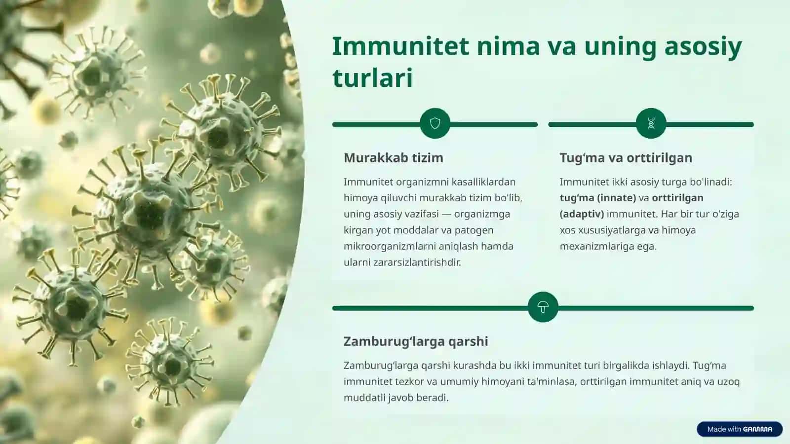 Zamburug‘li kasalliklarda immunitet javob reaksiyasi 2