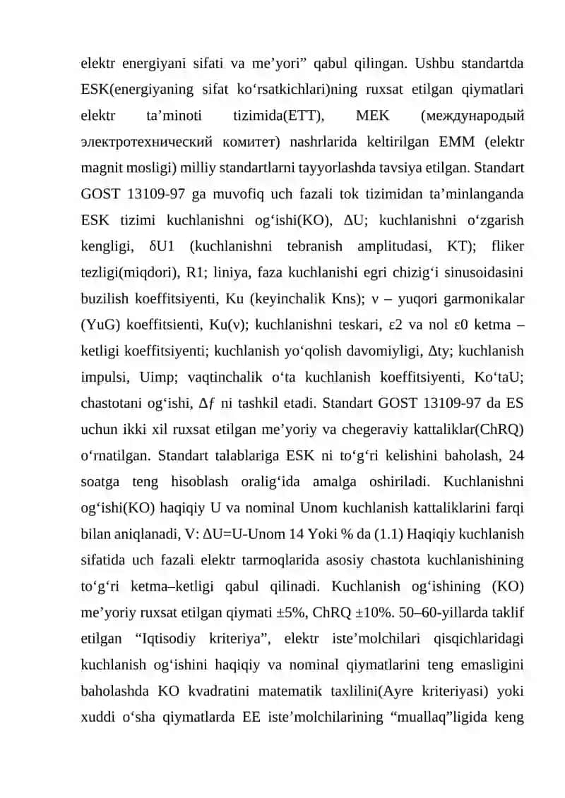 3-Amaliy mashg’ulot.Elektr energiyasi sifat ko’rsatgichlari aniqlash. 2