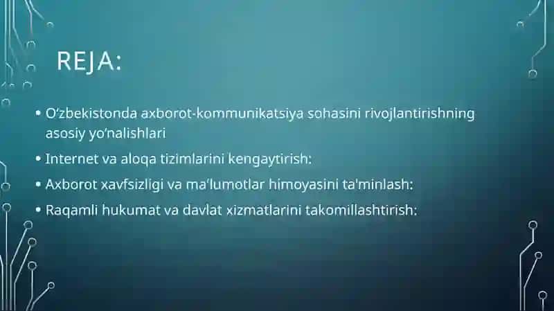 O‘zbekistonda Axborot Kommunikatsiya sohasini rivojlantirishning asosiyyo‘nalishlari 2