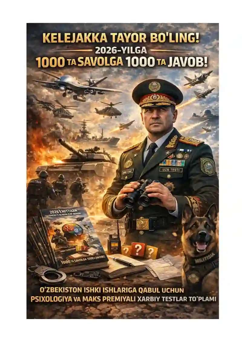 ISHKI ISHLARGA KIRUVCHILAR USHUN TESTLAR TOPLAMI 1000 TA SAVOLGA 1000 TA JAVOB 2