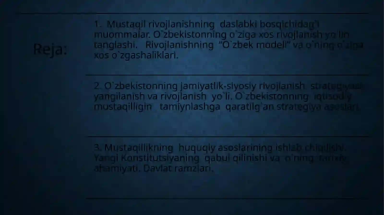 O’zbekistonning eng yangi tarixi darsi 2