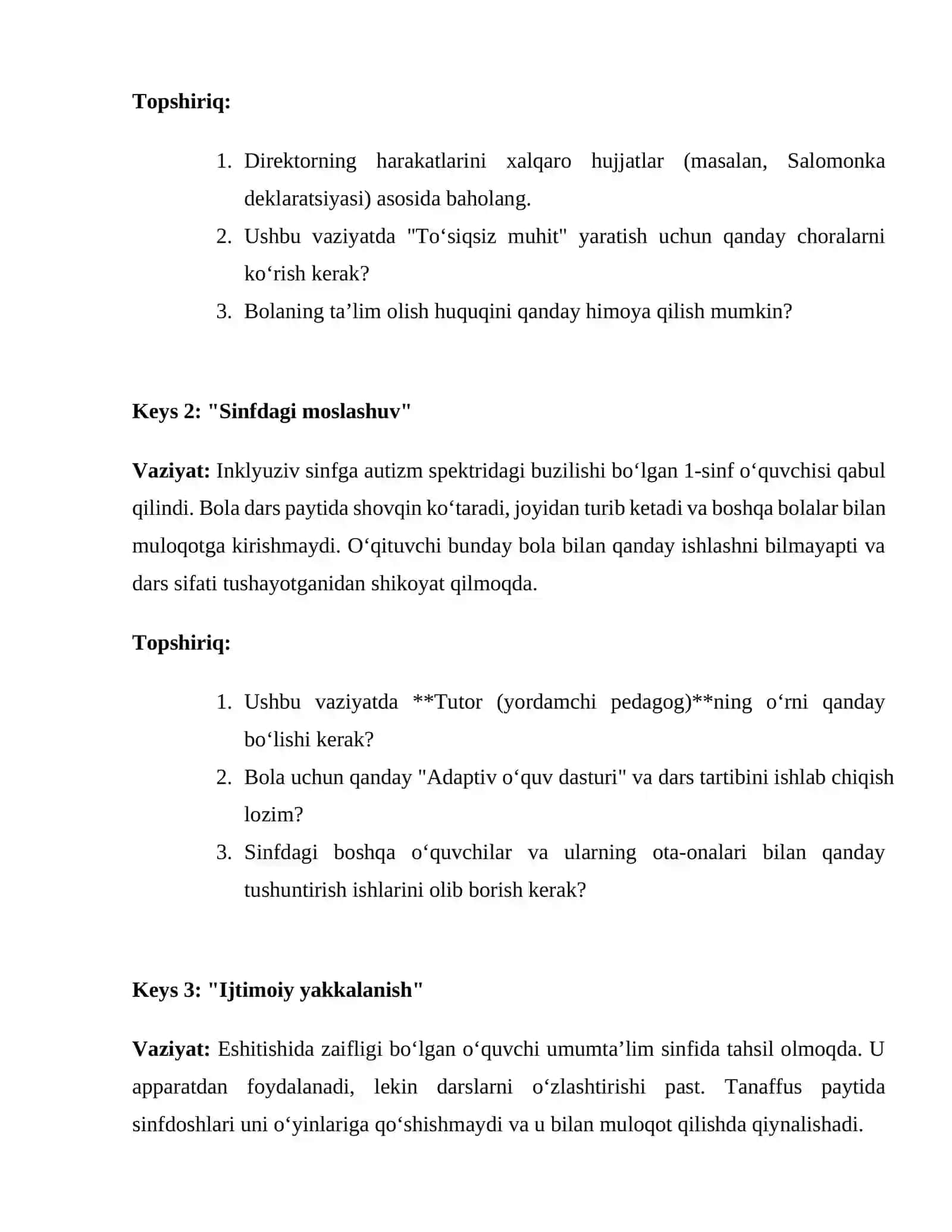 Inklyuziv ta’limning xalqaro huquqiy asoslari 2