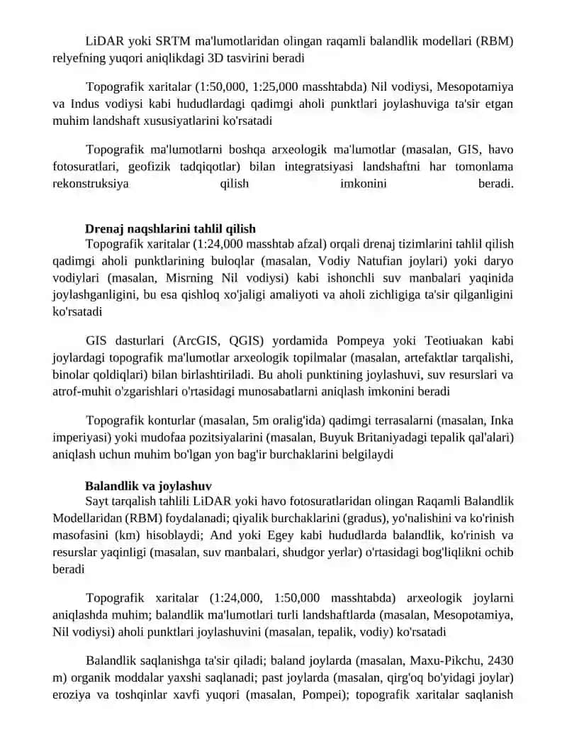 Topografik xaritalar arxeologiyada 2