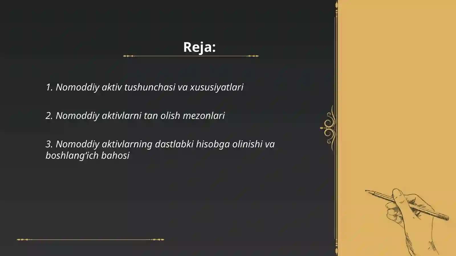 Nomoddiy aktivlarning harakatini hisobga olish 2