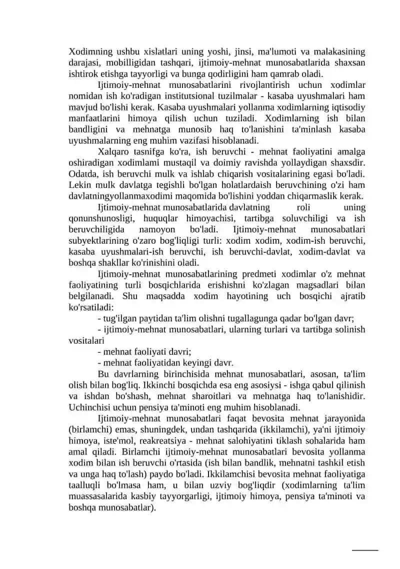 Ijtimoiy - mehnat munosabatlari va ularning tartibga solinishi 2