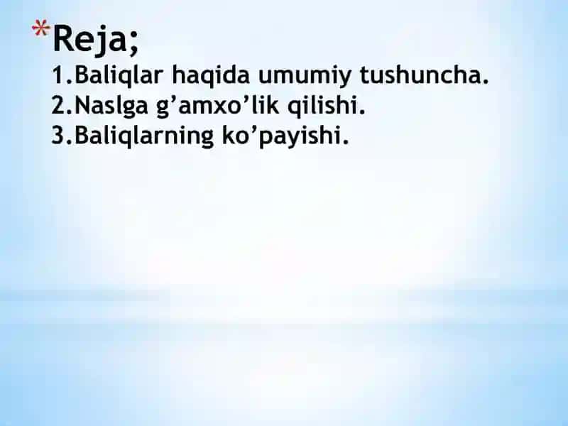 Baliqlar haqida ma'lumotlar 2