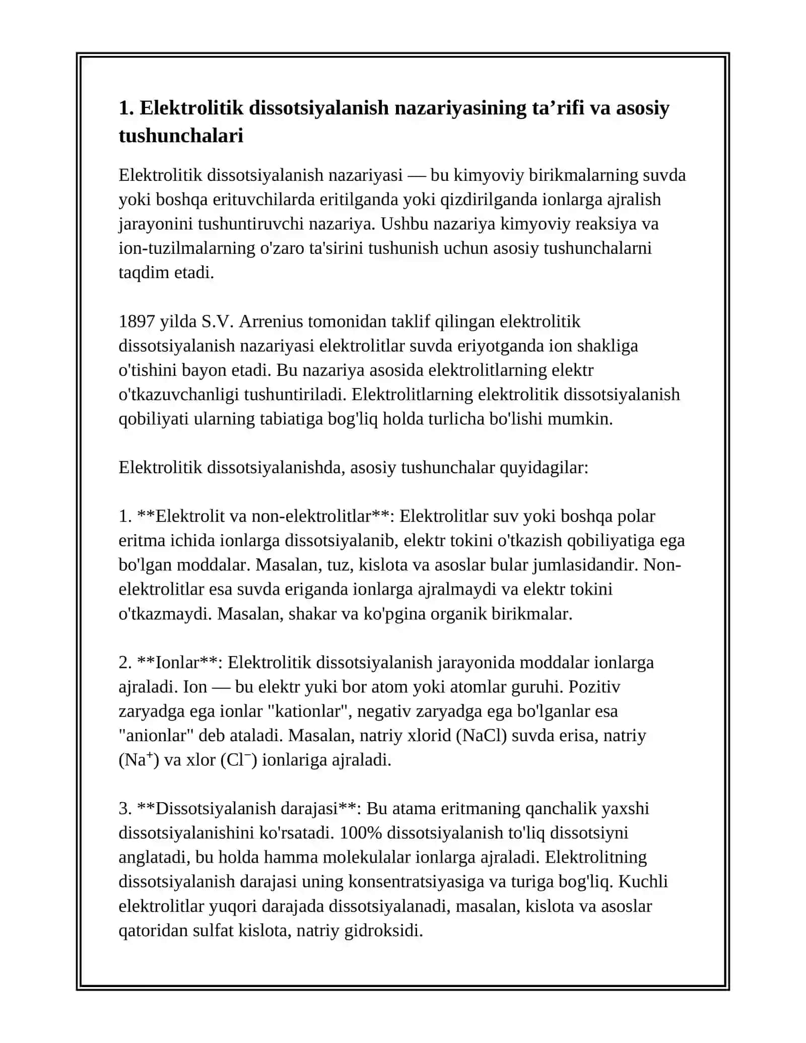 ELEKTROLITIK DISSOTSIYALANISH NAZARIYASI 2