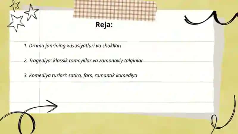 Drama janrining xususiyatlari va shakllari 2