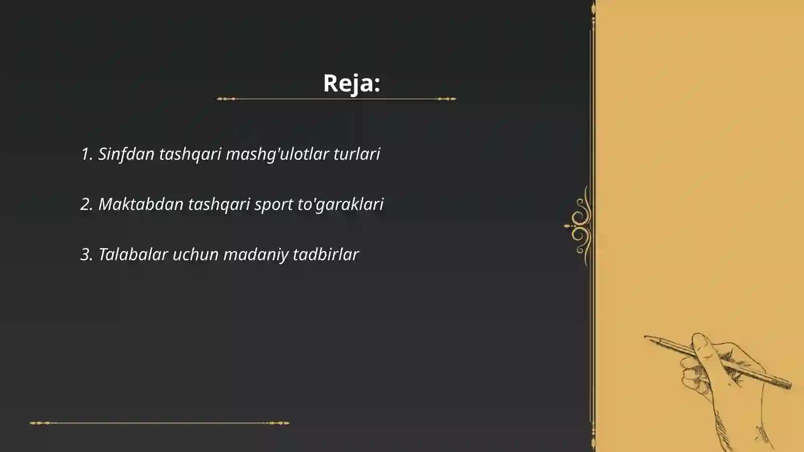 Sinfdan tashqari mashg'ulotlar turlari 2