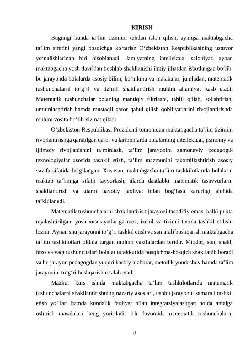 MAKTABGACHA TA'LIMDA MATEMATIK TUSHUNCHALARNI SHAKLLANTIRISH JARAYONI 2