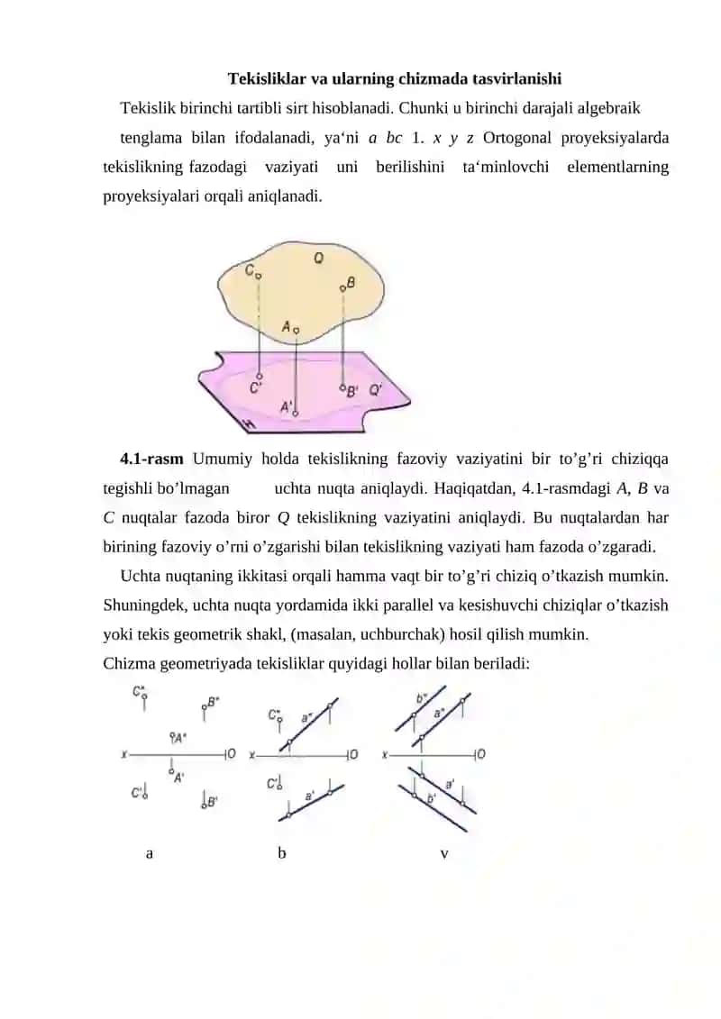 Tekisliklar va to'g'ri chiziqlarning o'zaro joylashuvi 2