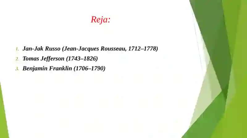 XVIII asrda Jan-Jak Russo, T. Jefferson, B.Franklin va boshqalarning pedagogik fikrlari 2