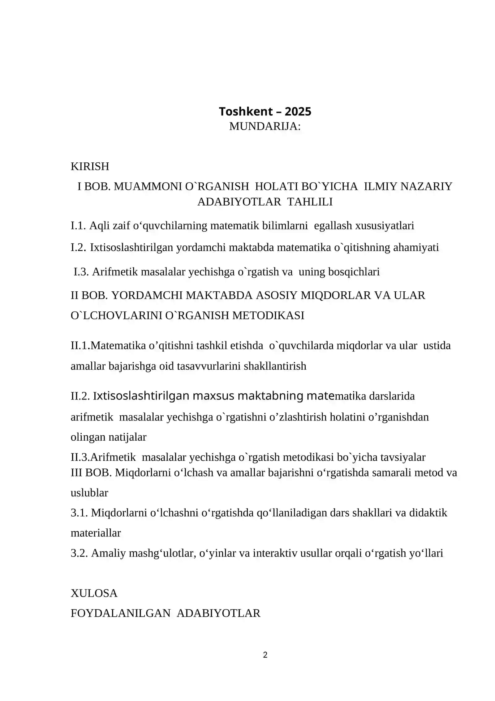 MIQDORLARNI O’LCHASHDA HOSIL BO’LGAN SONLAR VA ULAR USTIDA AMALLAR BAJARISHNI O’RGANISH METODIKASI 2