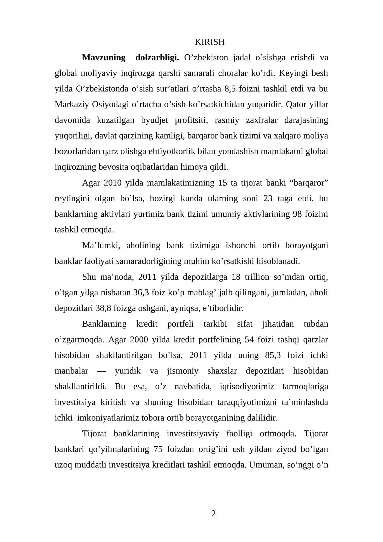 IJTIMOIY MUAMMOLARNI HAL QILISHDA TIJORAT BANKLARINING ROLI VA UNING HOLATI 2