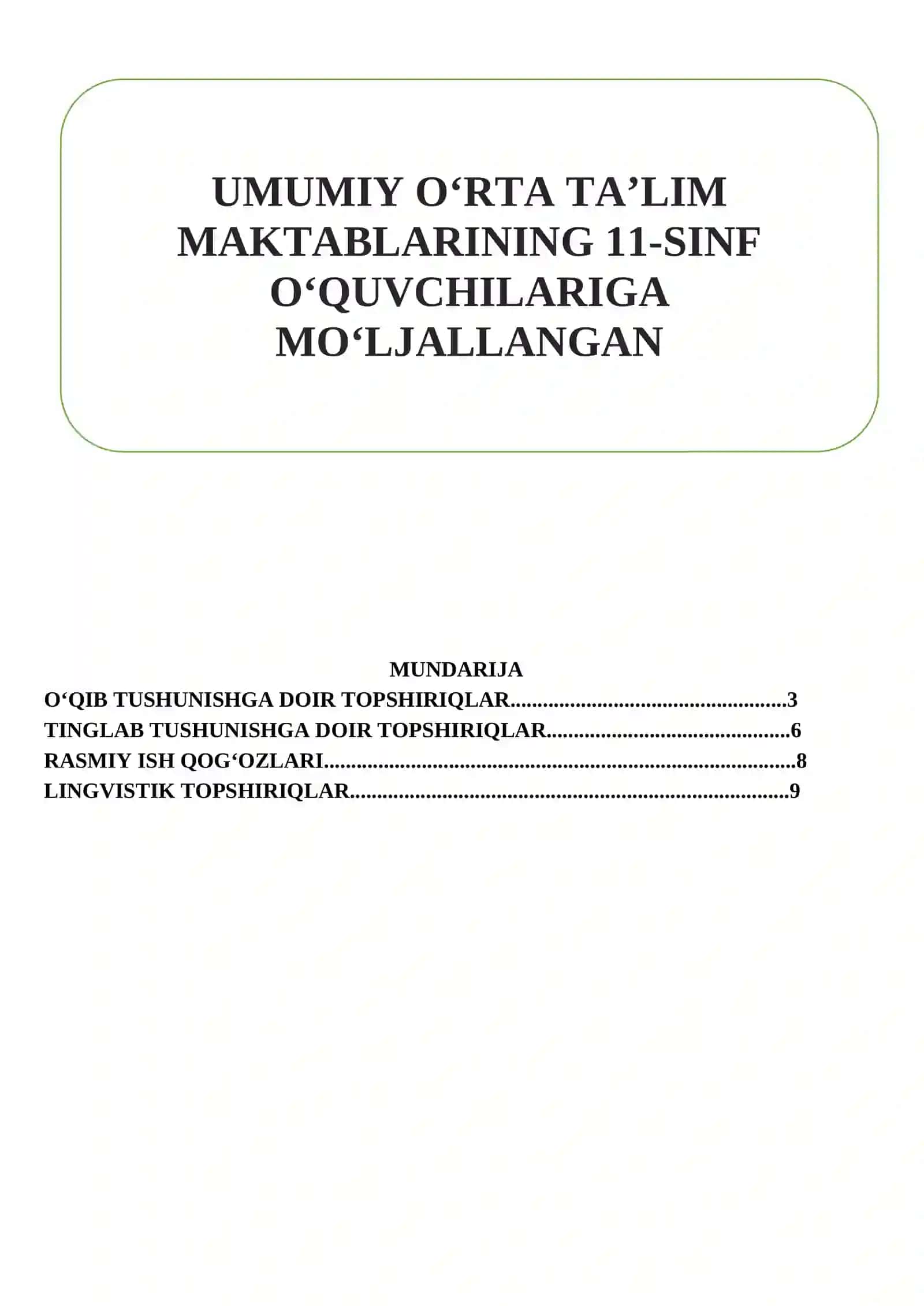 Ona tili o'qitish metodikasidan loyiha ishi 2