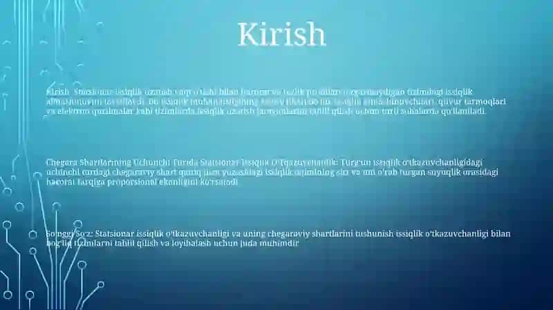 Chegara Shartlarining Uchinch Turida Statsionar Issiqlik OʻTkazuvchanlik 2