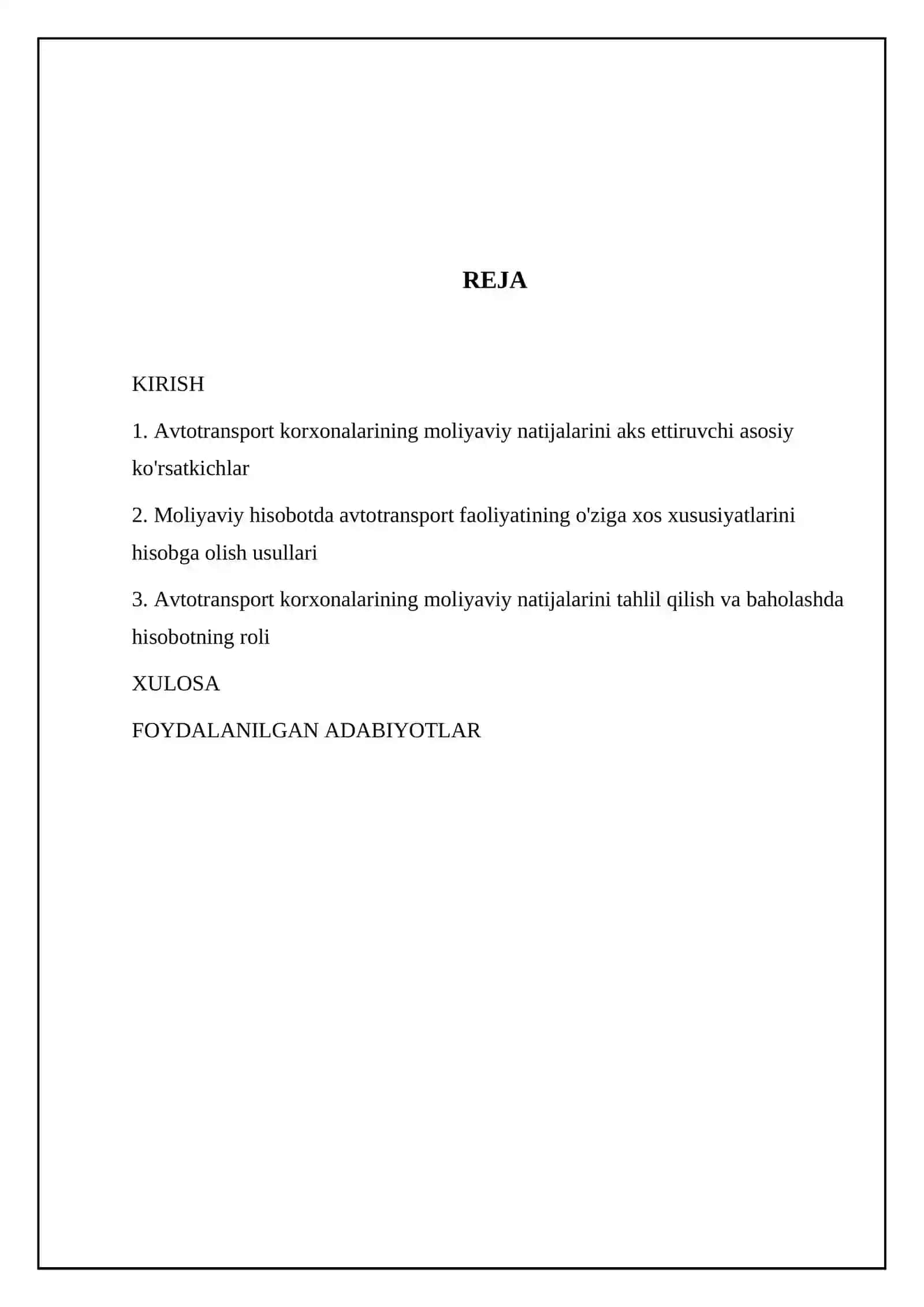 Avtotransport korxonalarida moliyaviy natijako‘rsatkichlarini moliyaviy hisobotda aks ettirishning o‘ziga xos xususiyatlari 2