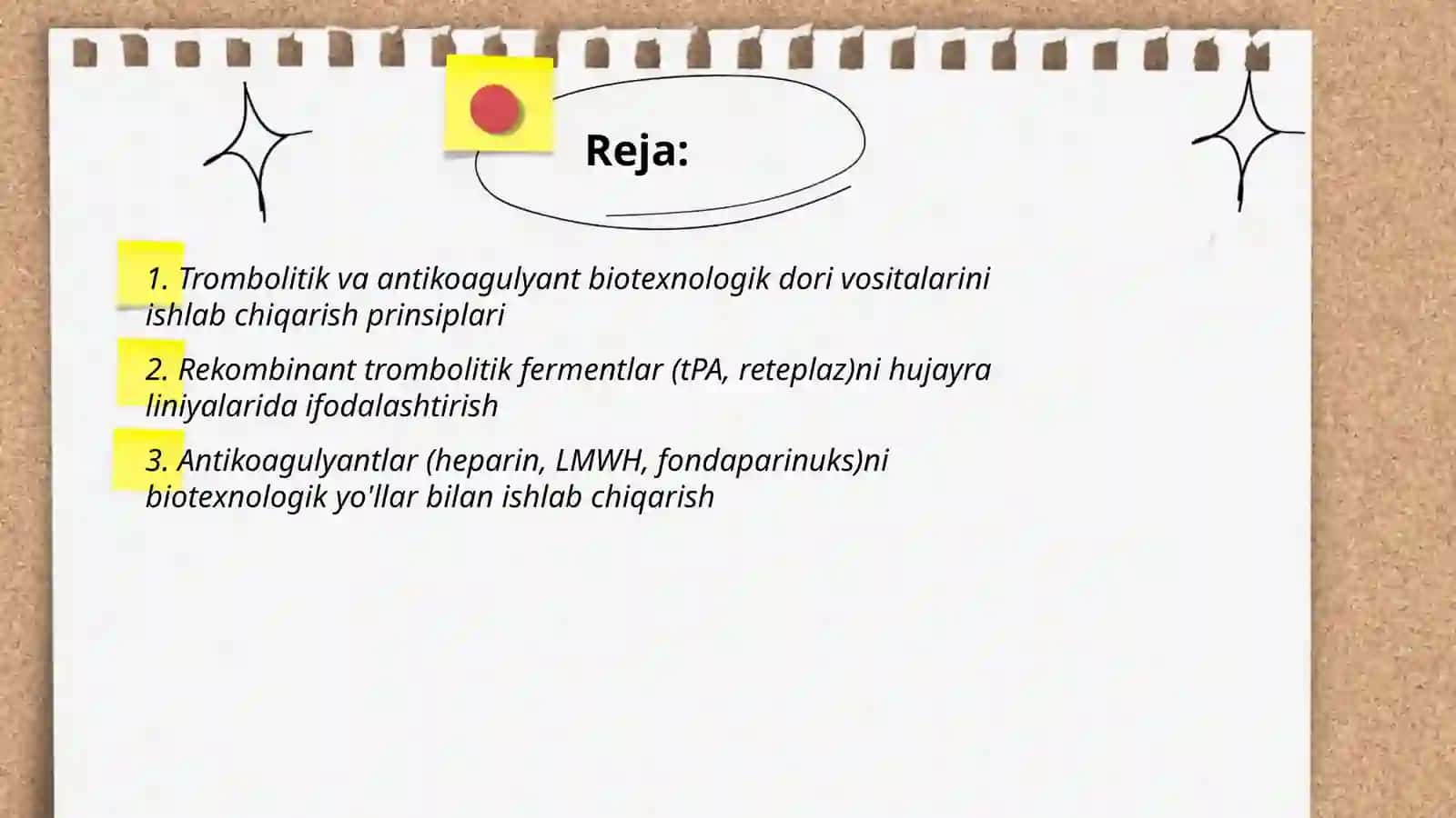 Trombolitik va antikoagulyant biotexnologik dori vositalarini ishlab chiqarish prinsiplari 2