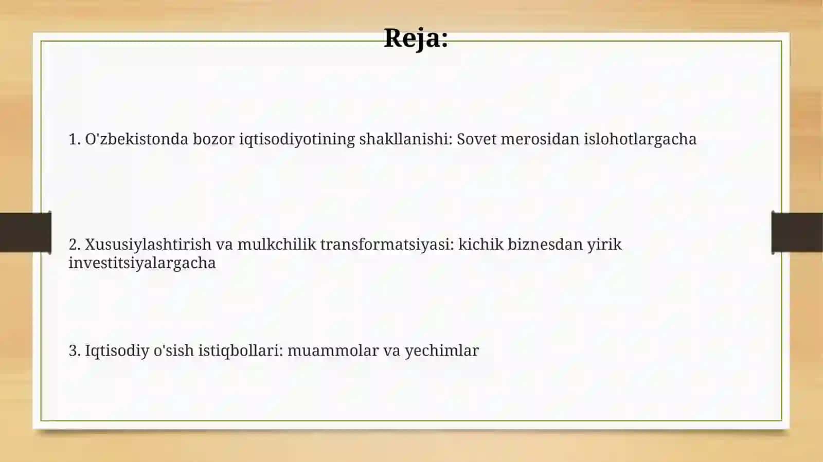 O'zbekistonda bozor iqtisodiyotining rivojlanishi va xususiy mulkchilik 2