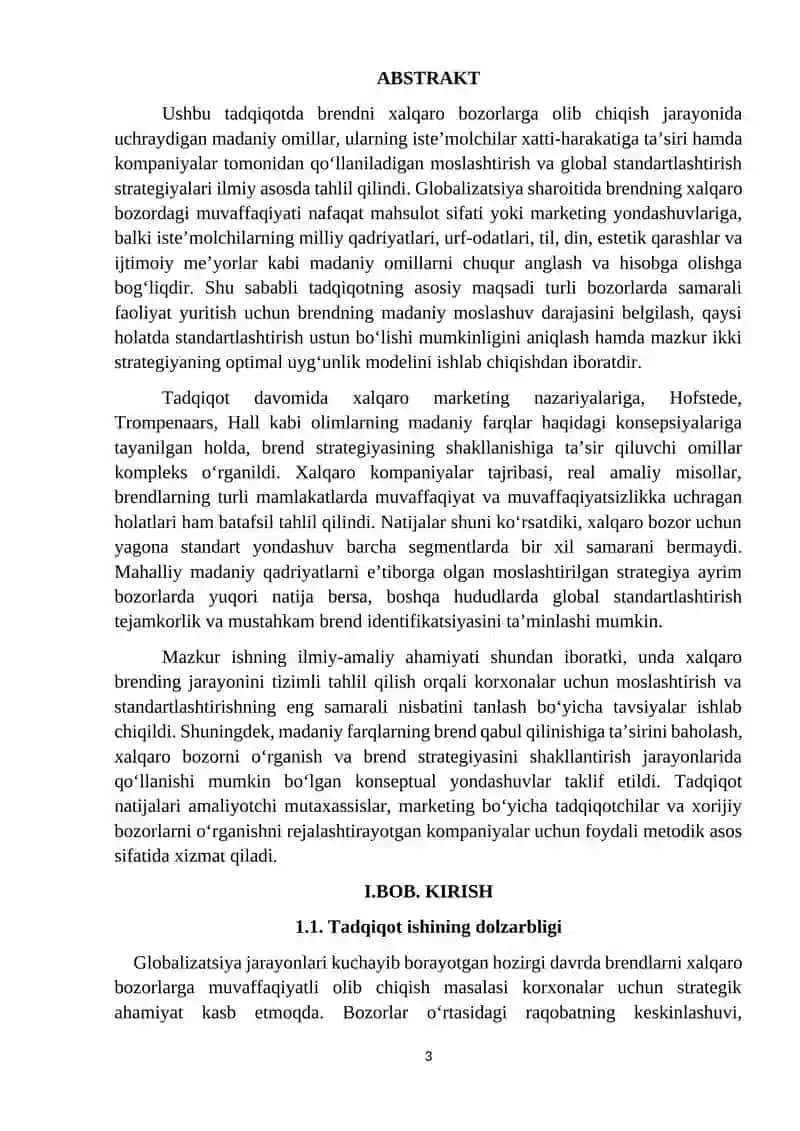 Xalqaro Bozorga Moslashrtirish va Global Standartlashrtirish 2
