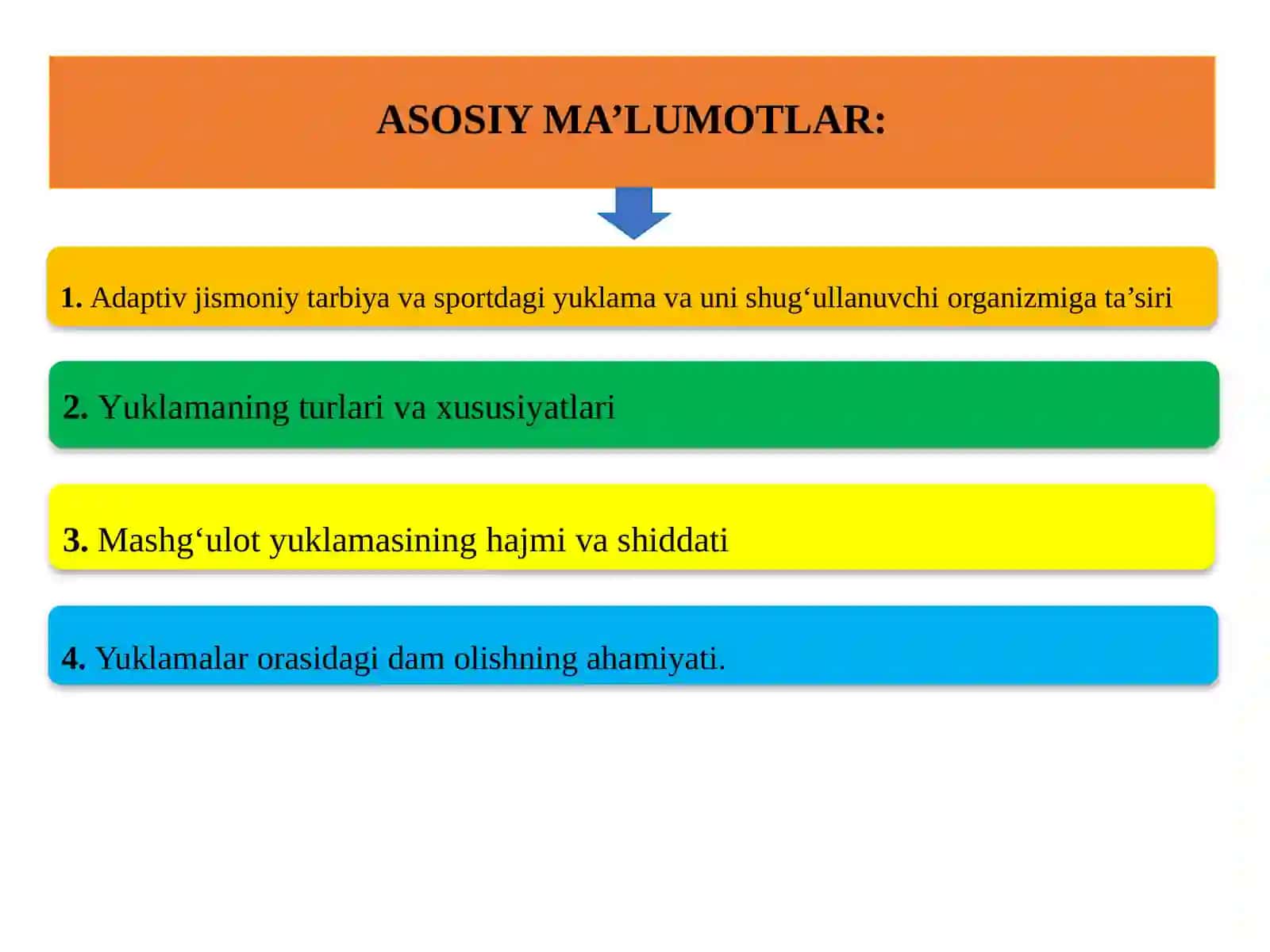 Adaptiv jismoniy tarbiyada yuklamalarning umumiy xususiyatlari va dam olishning oʻzaro bogʻliqligi 2