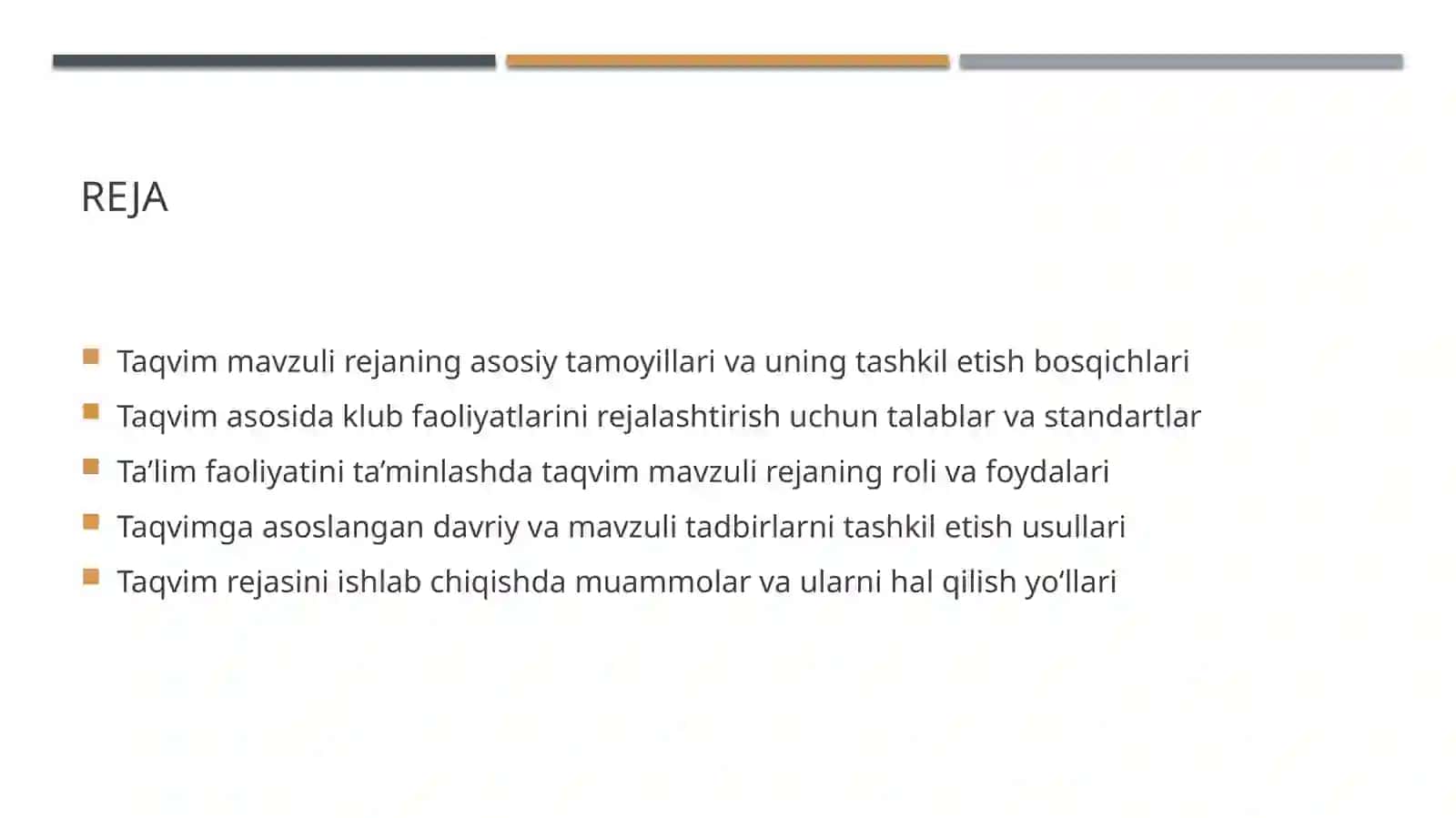 Toʻgarak ishlarini tashkil qilishda taqvim mavzuli reja va ularga qoʻyiladigan talablar 2
