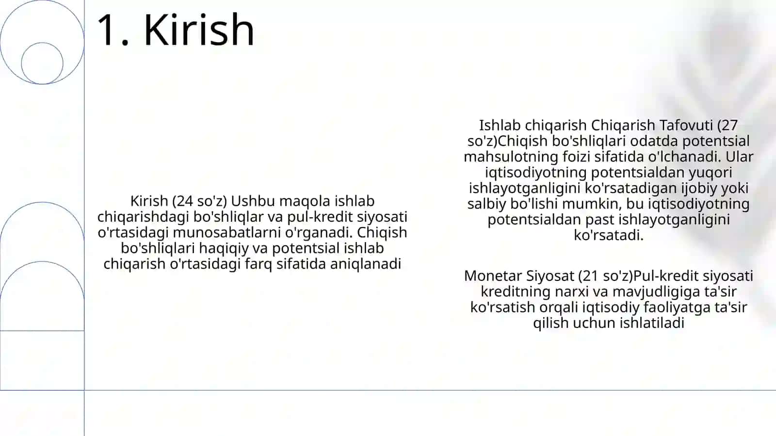 Ishlab Chiqarish Tafovuti Va Monetar Siyosat 2