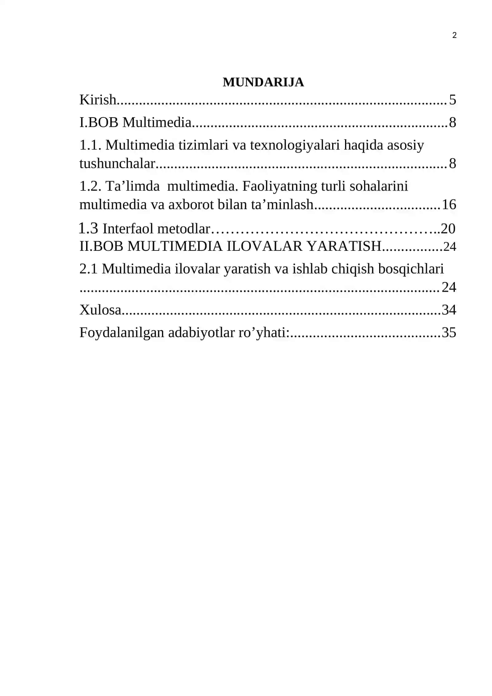 Multimediya texnologiyasi va undan o’quv jarayonida foydalanish 2