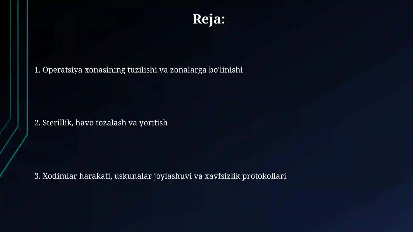 Operasion xonaning strukturasini tashkil etish 2