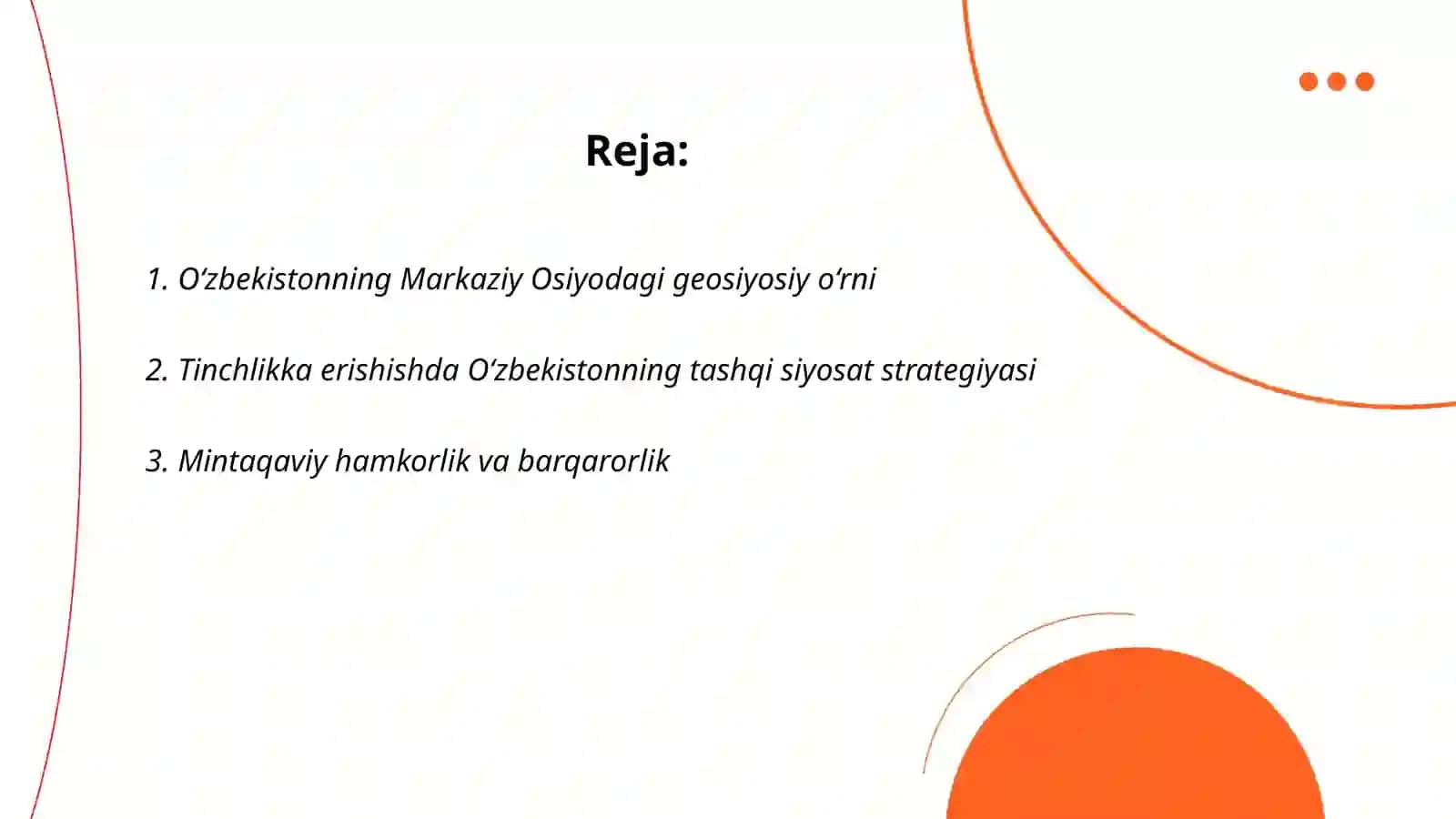 O‘zbekiston Markaziy Osiyodagi tinchlik va barqarorlikni ta‘minlashdagi o‘rni 2
