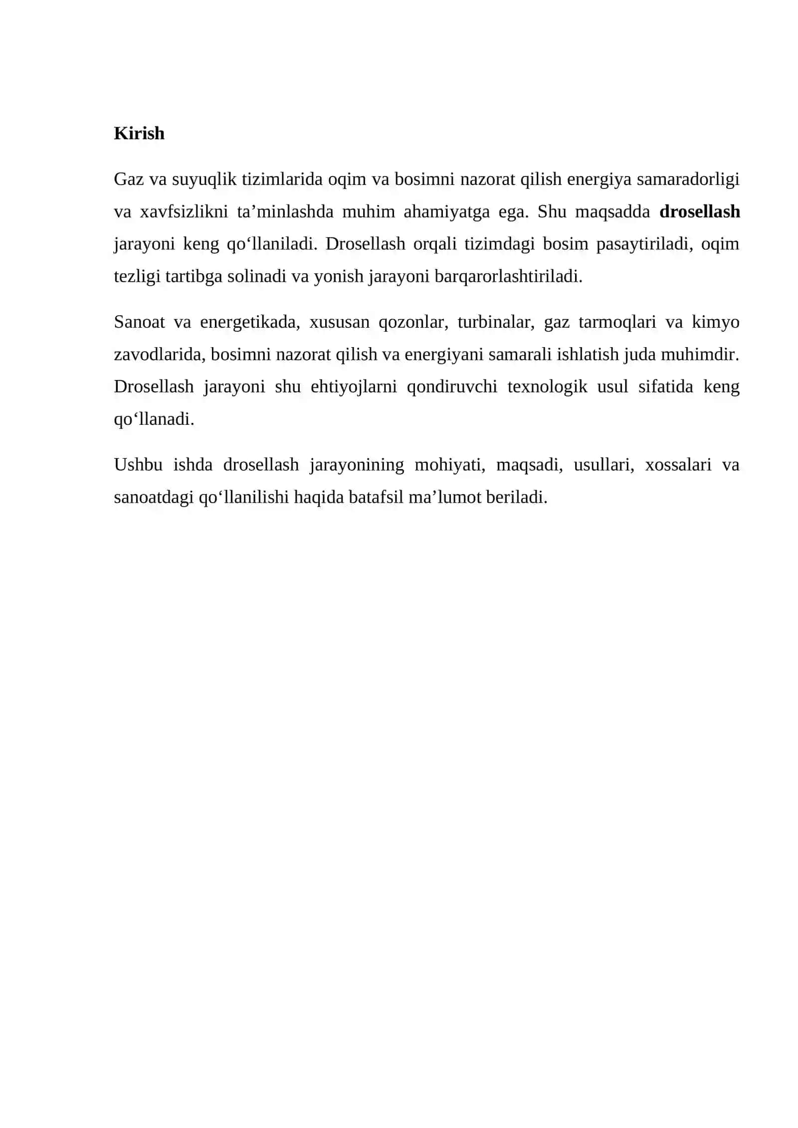 DROSSELLASH JARAYONI 2