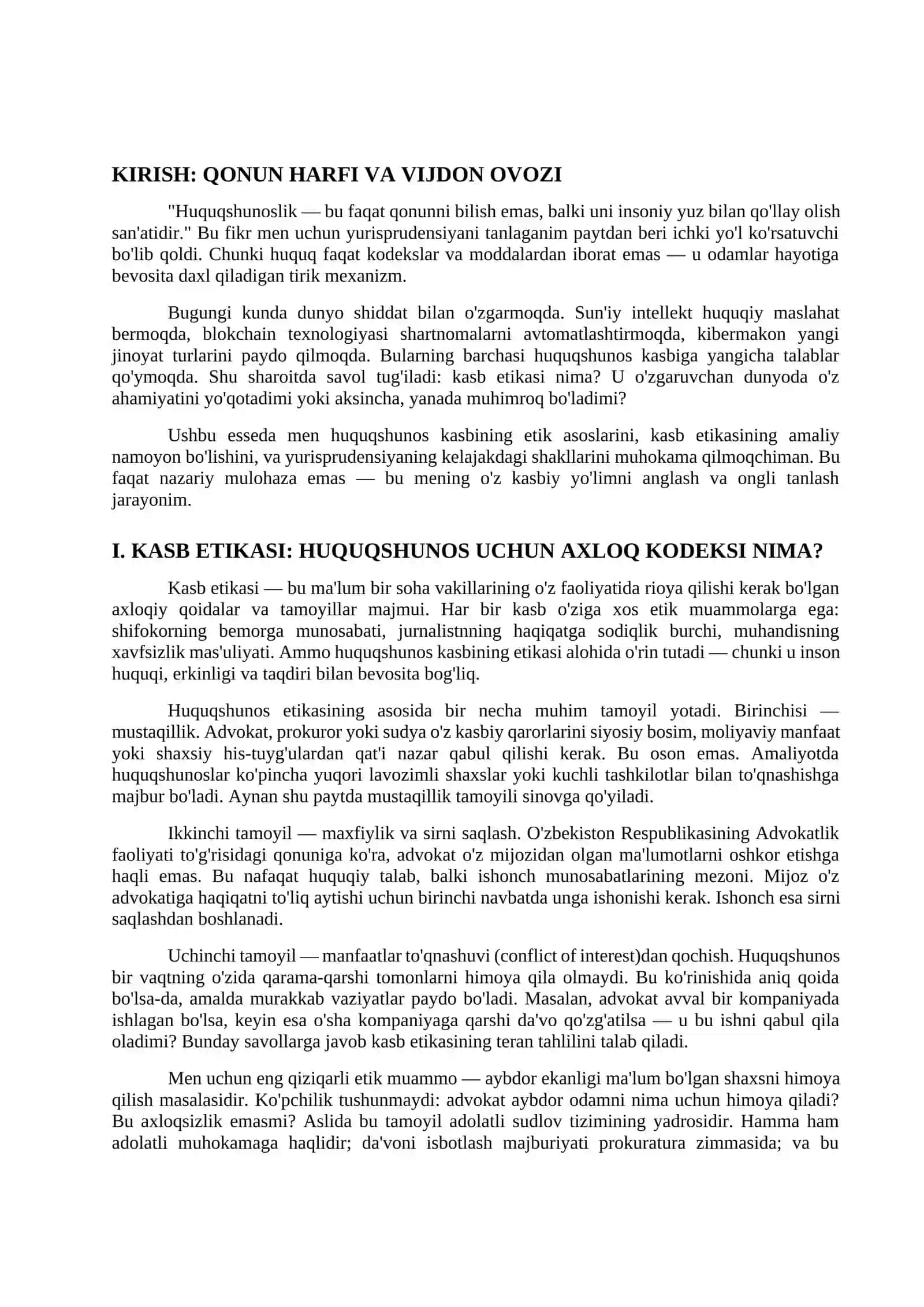 Kasb etikasi, Kelajak kasblari haqida esse 2