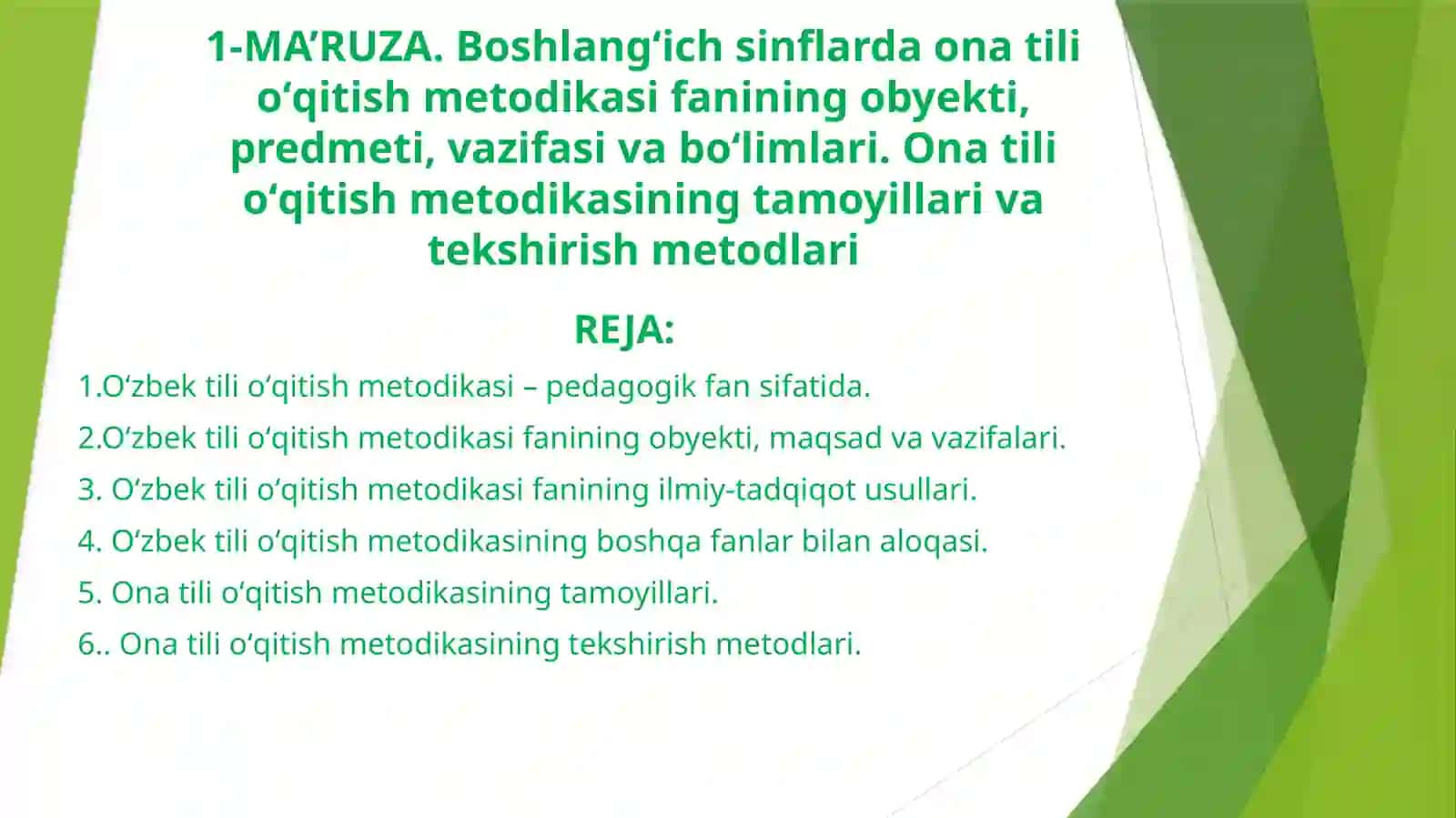 ONA TILI OʻQITISH METODIKASI FANIDAN 2