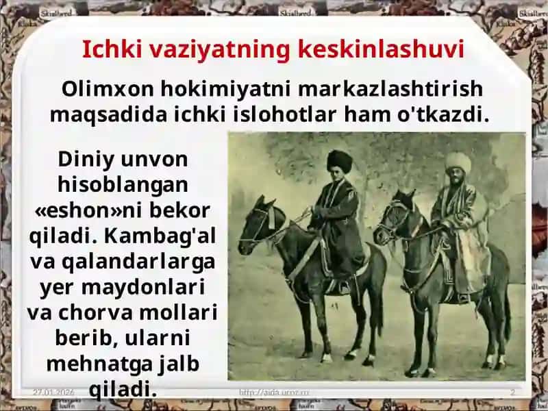 XIX asrning birinchi yarmida Qo'qonxonligining ijtimoiiy-siyosiyah voli 2