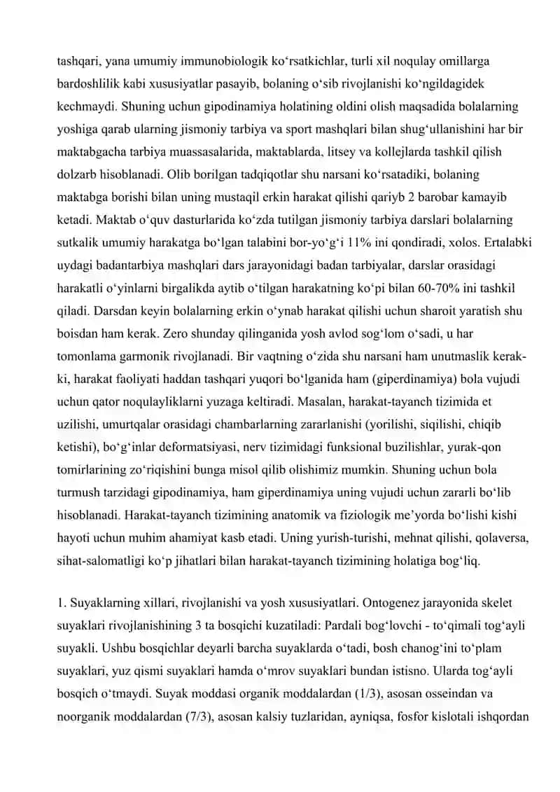 Tayanch-harakat apparatining gigiyenasi 2