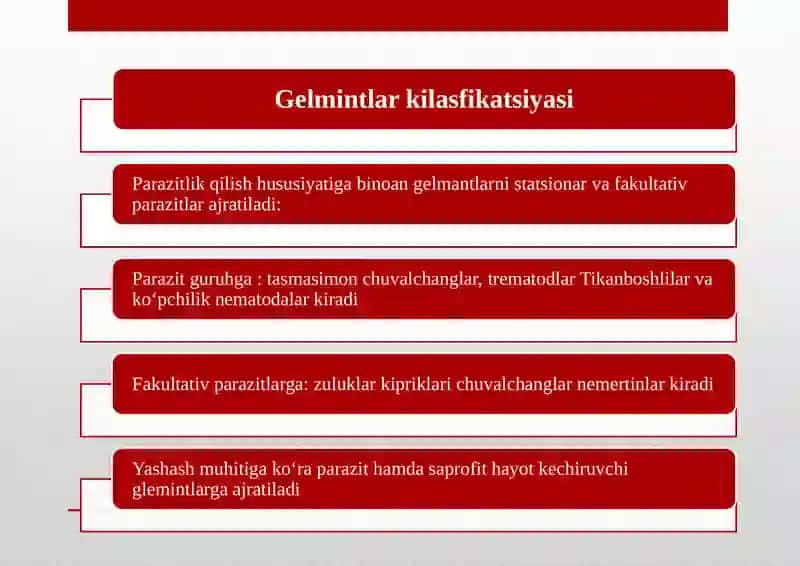 Gelmintlar tibbiyot amaliyotidagi ahamiyati va diagnistikasi 2