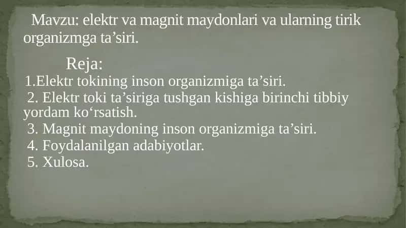 Elektr va Magnit Maydonlari va ularning Tirik Organizmga Ta'siri 2