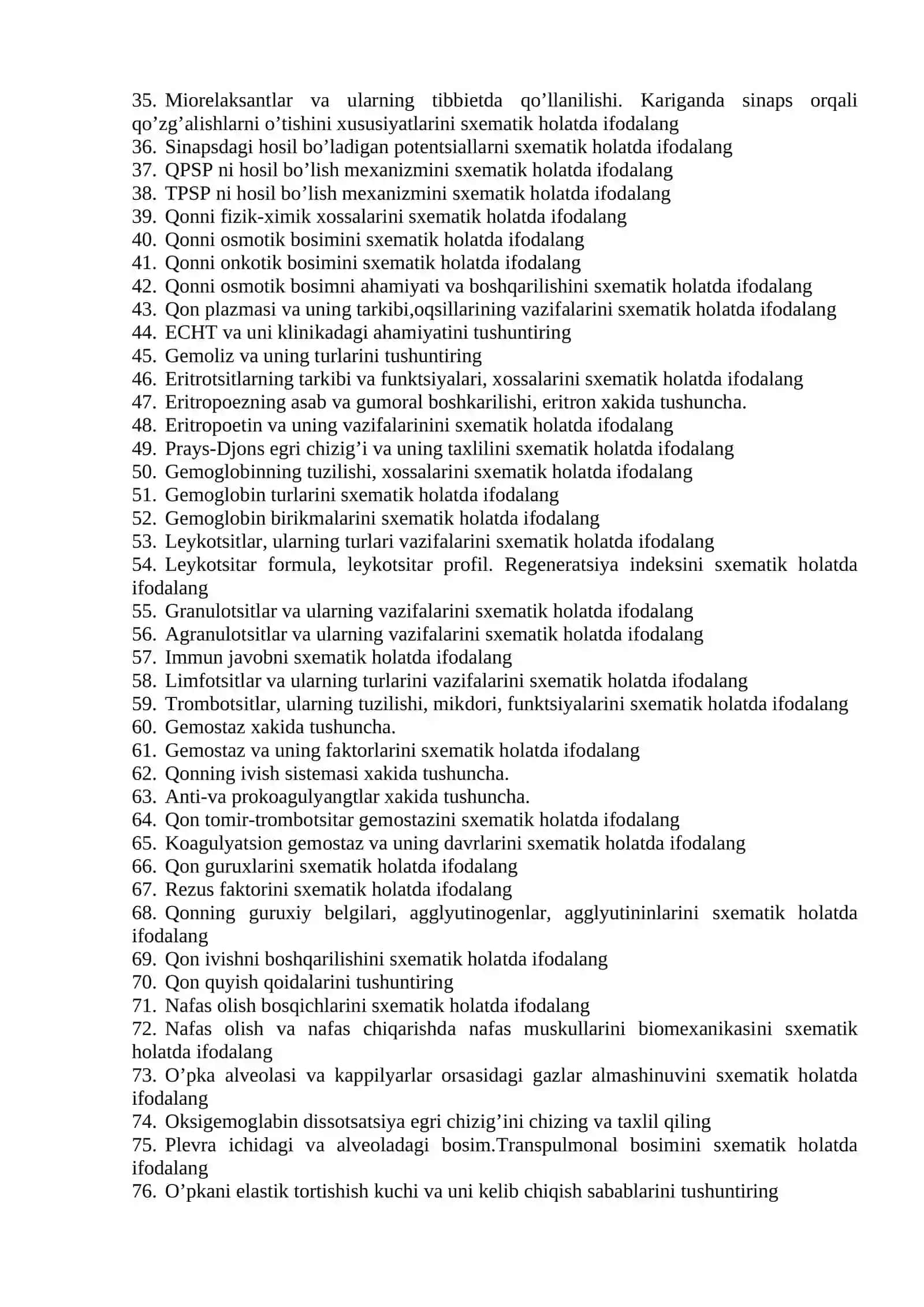 FIZIOLOGIYA FANIDAN ORALIQ NAZORAT SAVOLLARI 2