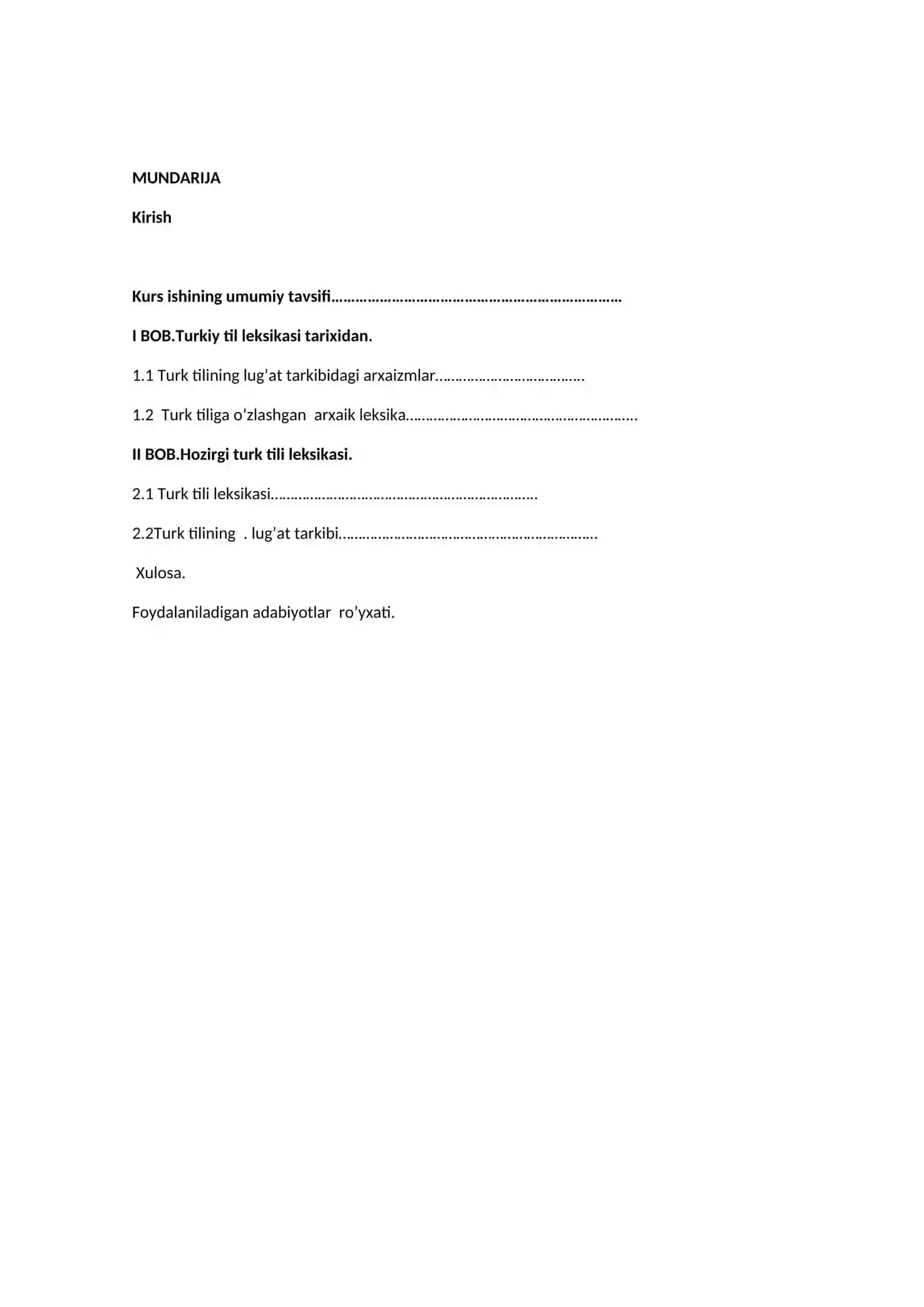 Turk tilining leksik xususiyatlari 2