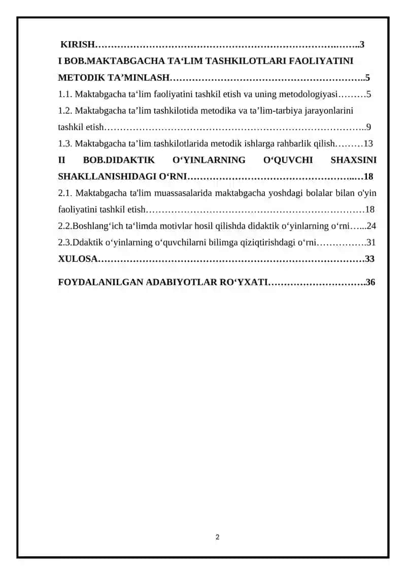 MAKTABGACHA TA'LIM TASHKILOTLARIDA TA'LIM JARAYONI VA DIDAKTIK O'YINNIG QO'LLANILISH 2