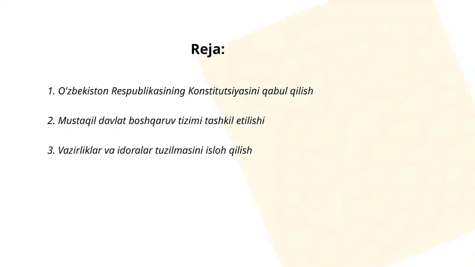 Mustaqillik yillarida davlat boshqaruvi tizimidagi amalga oshirilgan islohotlar 2