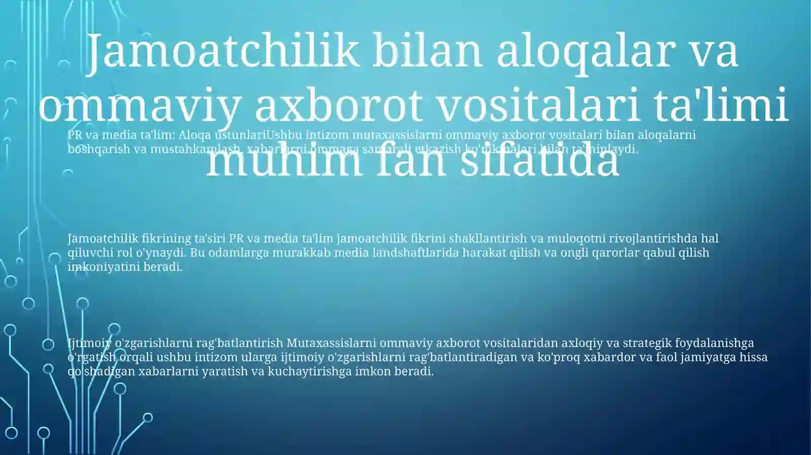 Jamoatchilik Bilan Aloqalar Va Mediatalimning Muhim YoʻNalishi Sifatida 2