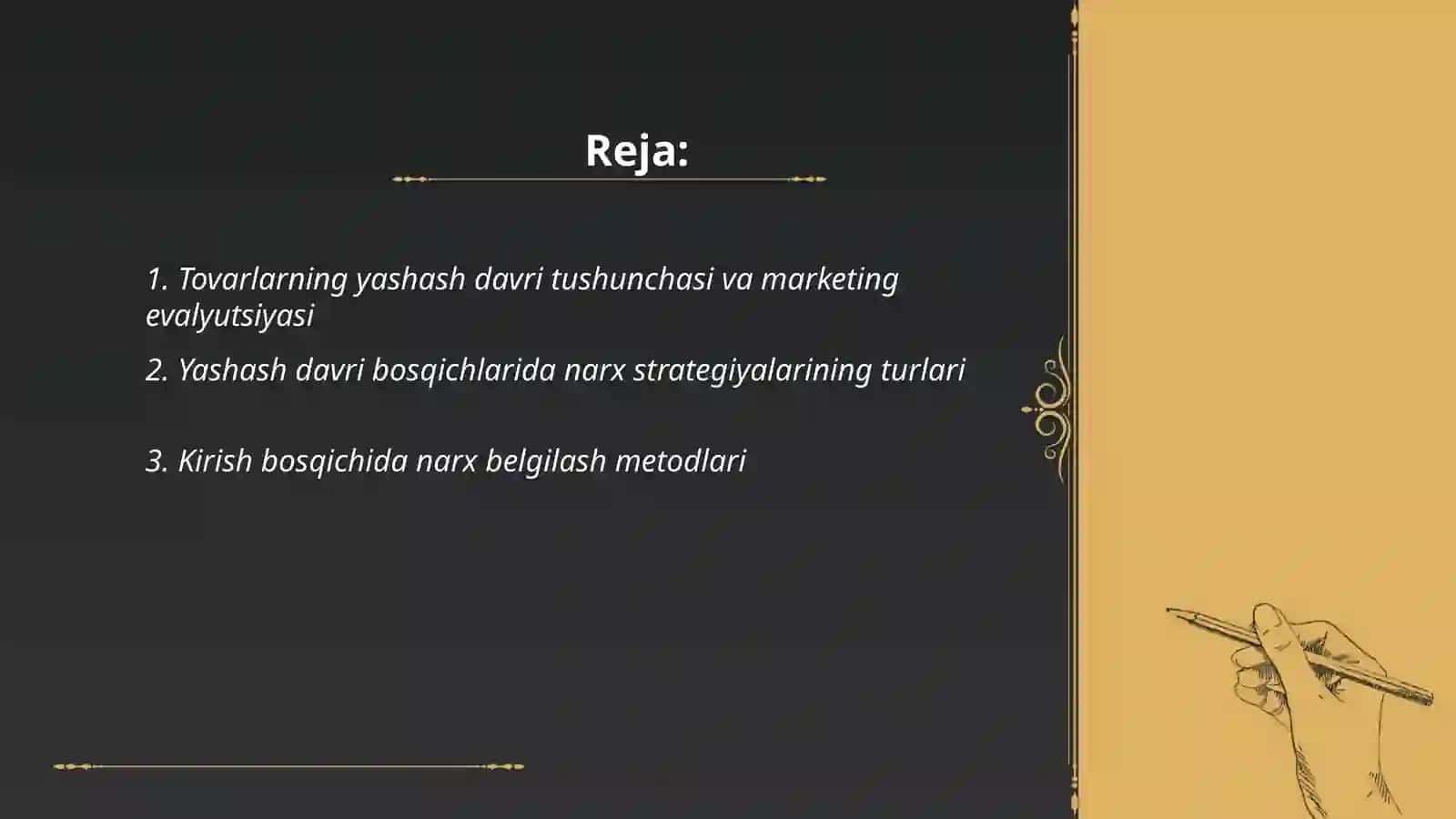 Marketing evalyutsiyasi. Tovarlarning yashash davri mobaynida narxlarning o'zgaruvchanligi 2