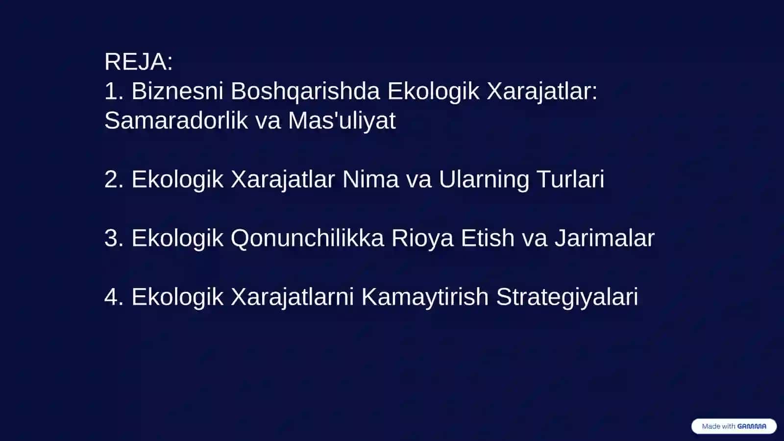 Biznesni Boshqarishda Ekologik Xarajatlar 2