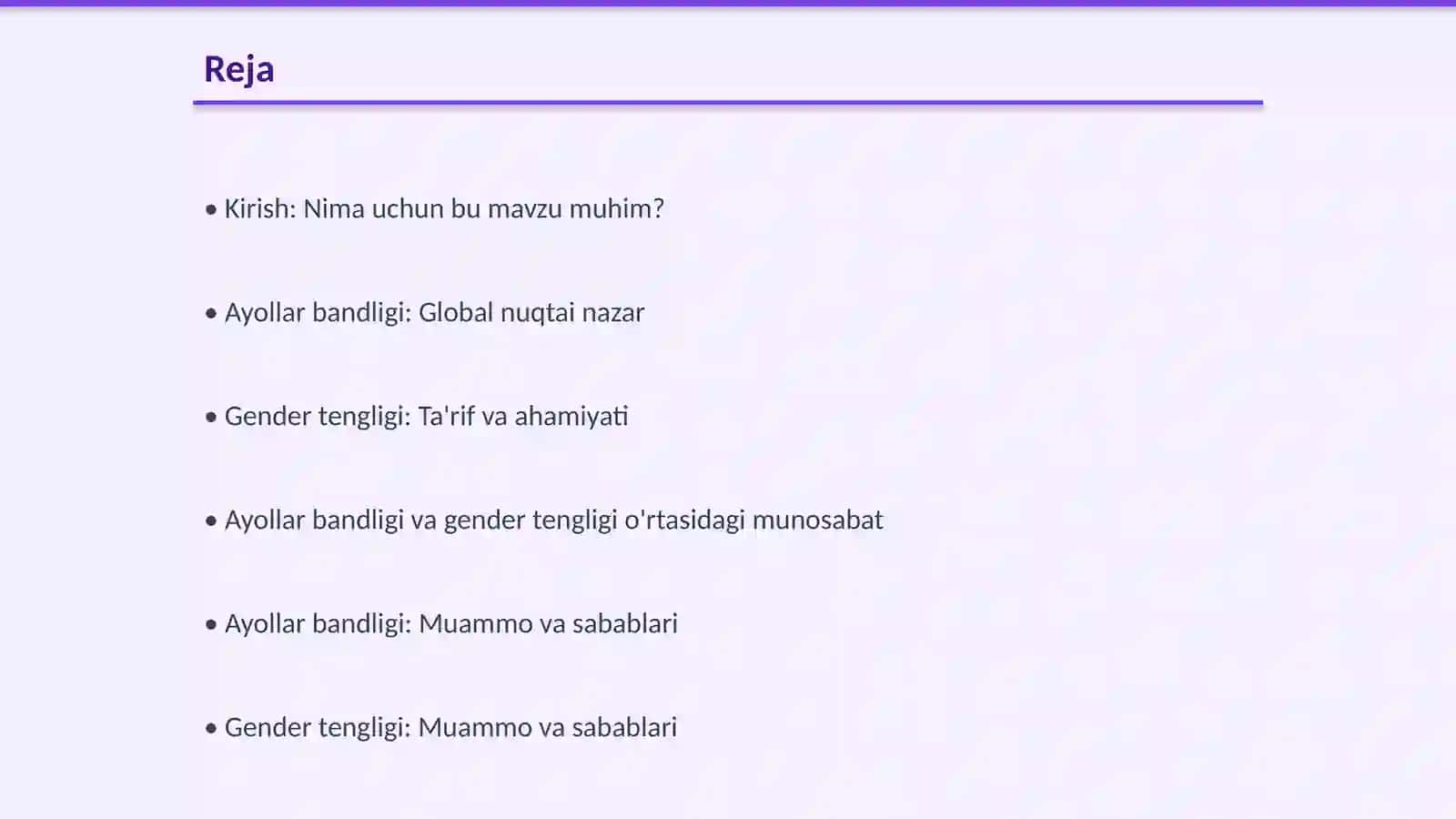 Ayollar bandligi va gender tengligi muammolari 2