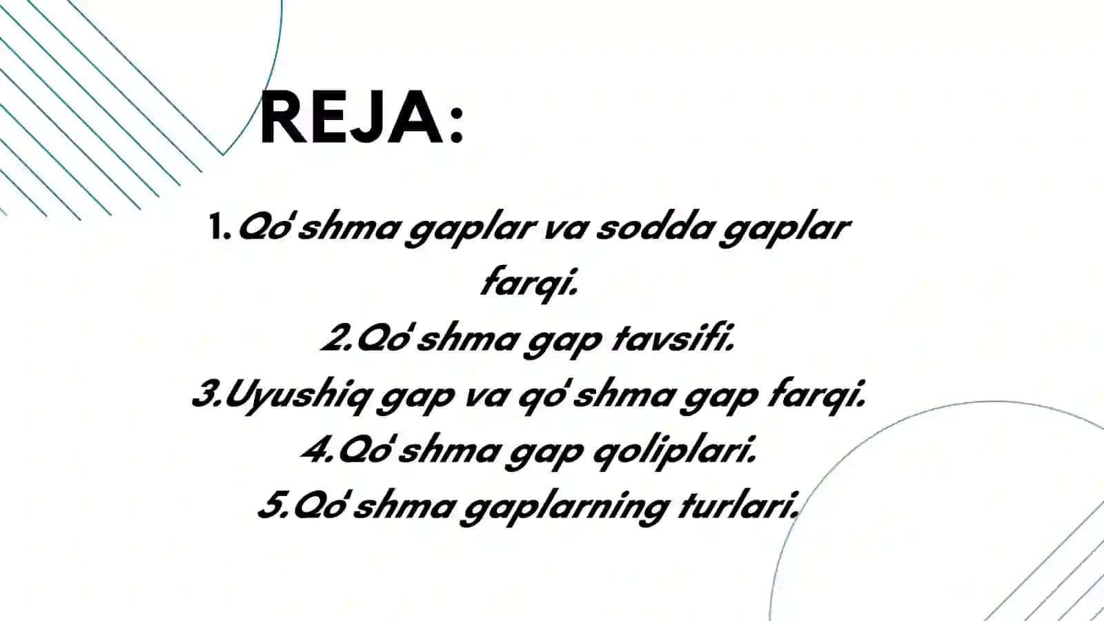 QOʻSHMAGAP TASNIFI MASALASI 2