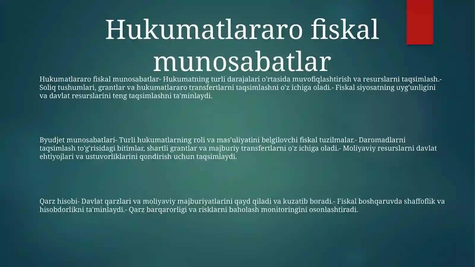 Byudjetlararo Munosabatlar HamdaQarzlarHisobi 2